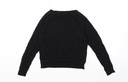 Back view of Pineapple girls’ black pullover sweatshirt, size 9-10, years