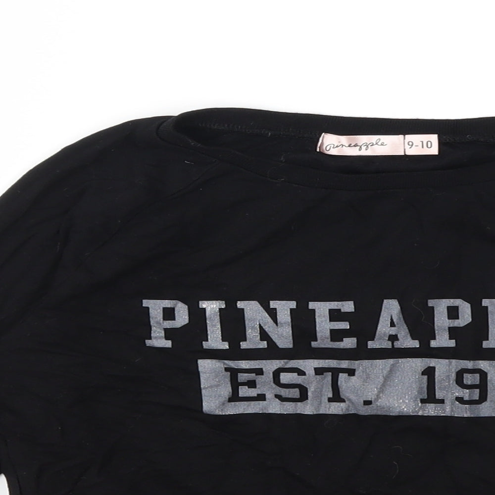 Pineapple Girls Black   Pullover Sweatshirt Size 9-10 Years