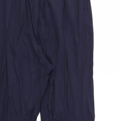 Brand and care label for Preworn women’s blue trousers, size L, 29-inch leg