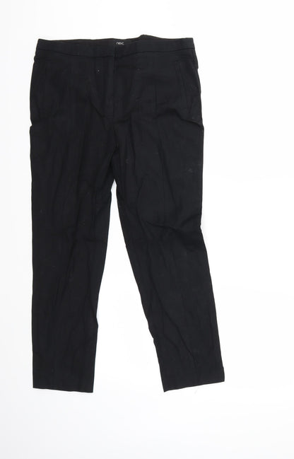 Additional front view of Next women’s black trousers, size UK 12, 25-inch leg