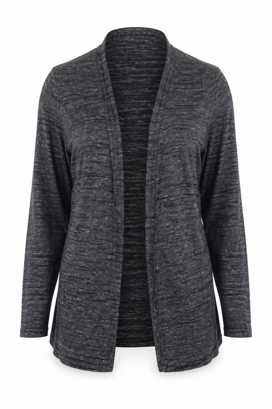 Front view of New Look women’s grey cardigan jumper, size UK 12