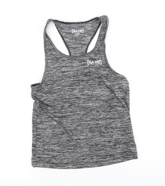 USA Pro Girls Grey   Basic Tank Size 7-8 Years