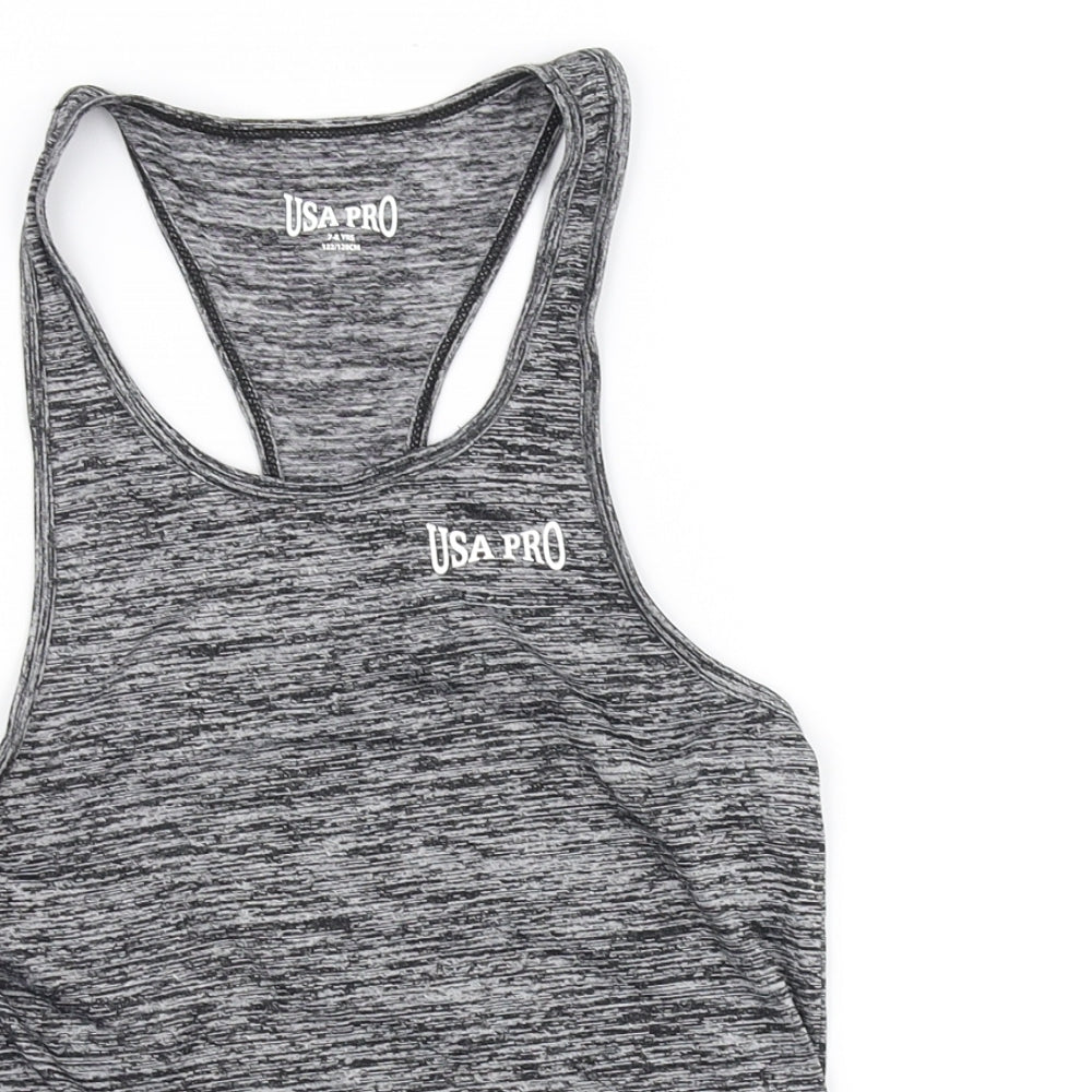 USA Pro Girls Grey   Basic Tank Size 7-8 Years