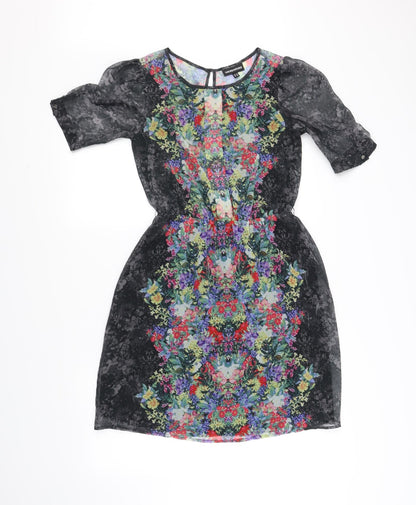 Preloved Warehouse Womens Black Floral  Fit & Flare  Size 8 - Front