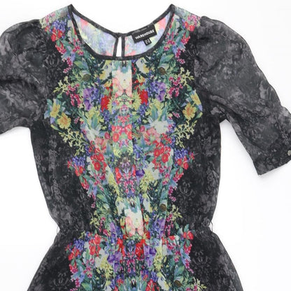 Preloved Warehouse Womens Black Floral  Fit & Flare  Size 8 - Detail