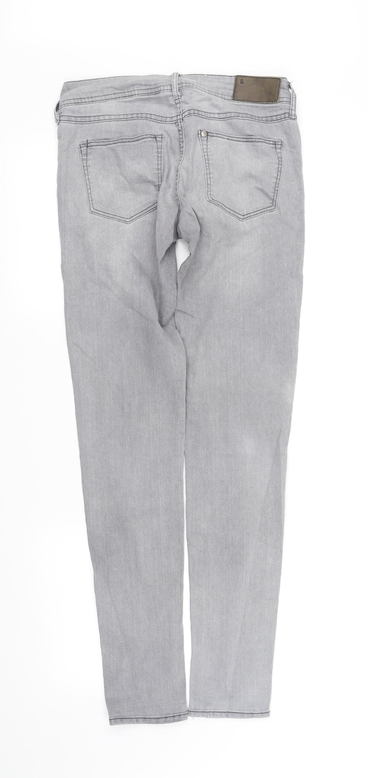 H&M Womens Grey   Straight Jeans Size S L32 in
