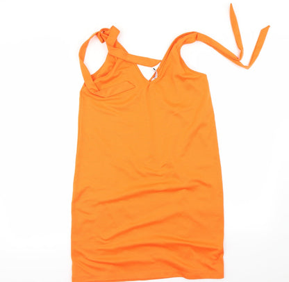 Additional front view of Pieces women’s orange basic t-shirt, size S
