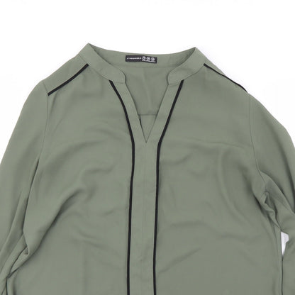 Close-up detail of Atmosphere women’s green basic blouse, size UK 10