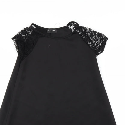 Close-up detail of Club L women’s black a-line, size UK 12
