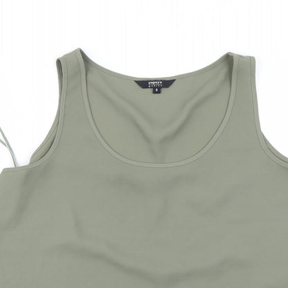 Close-up detail of Papaya women’s green basic blouse, size UK 8