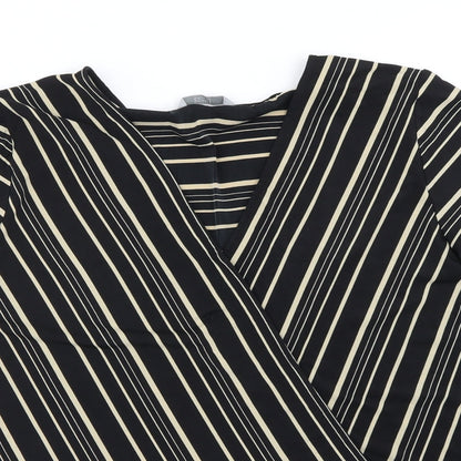 Close-up detail of Marks & Spencer women’s brown basic blouse, size UK 12