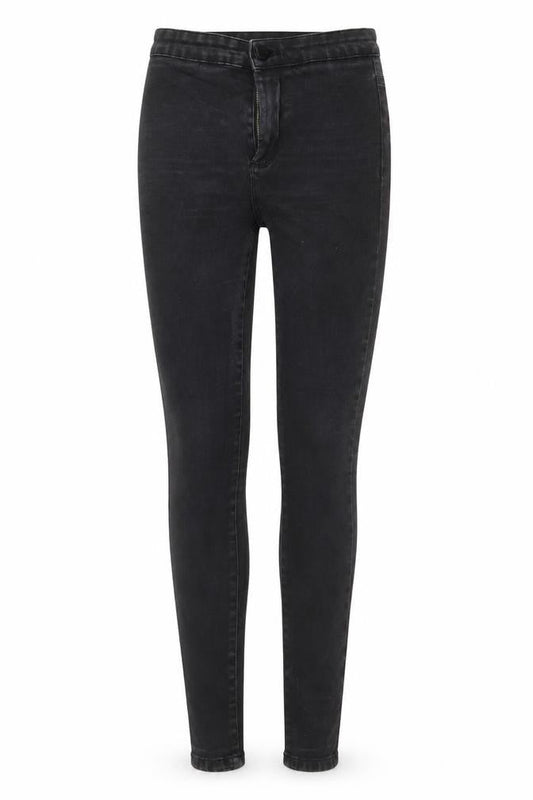 Front view of denim co women’s black skinny jeans, size UK 8, 25-inch leg