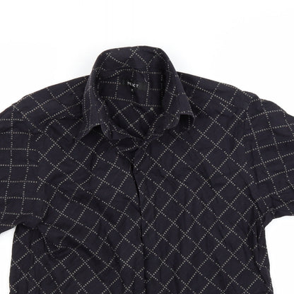 Close-up detail of Next men’s black button-up, size M