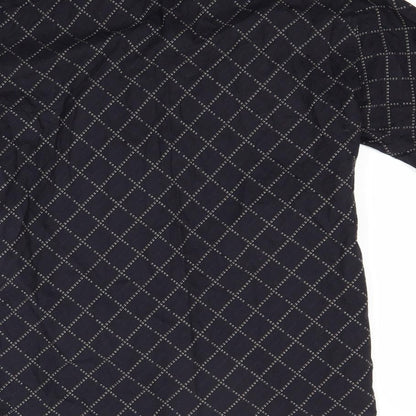 Brand and care label for Next men’s black button-up, size M