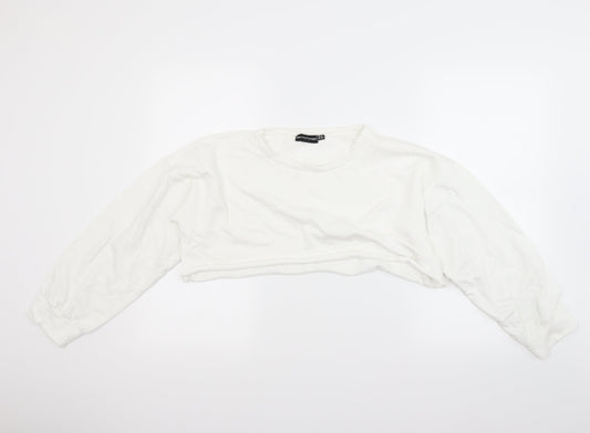 Prettylitlething Womens White   Pullover Sweatshirt Size 10  - crop top
