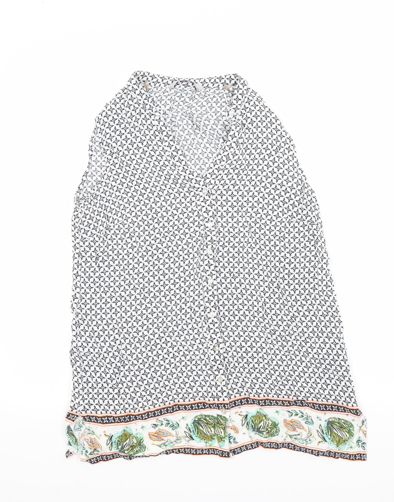 George Womens White Floral  Basic Blouse Size 10