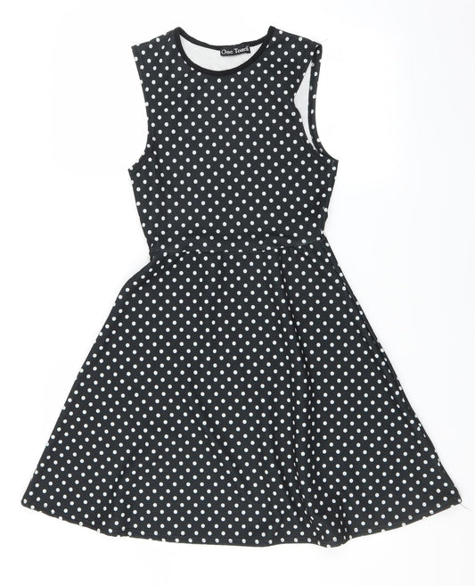 One Touch Womens Black Polka Dot  Skater Dress  Size 8
