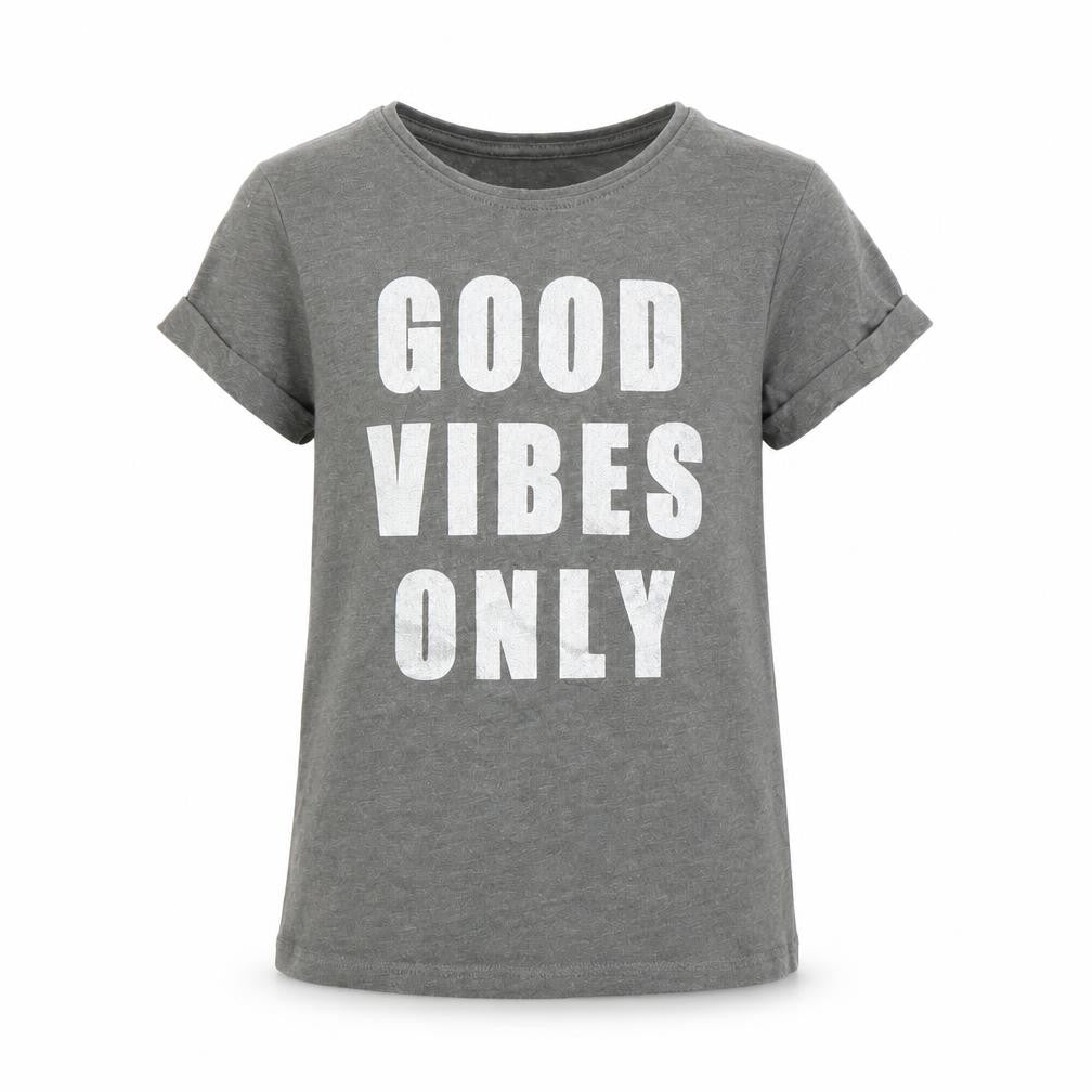 Primark Girls Grey   Basic T-Shirt Size 7-8 Years  - Good Vibes Only
