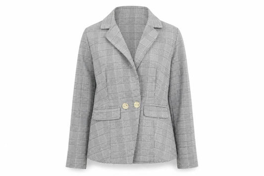 Front view of Love & Other things women’s black houndstooth jacket blazer, size XS