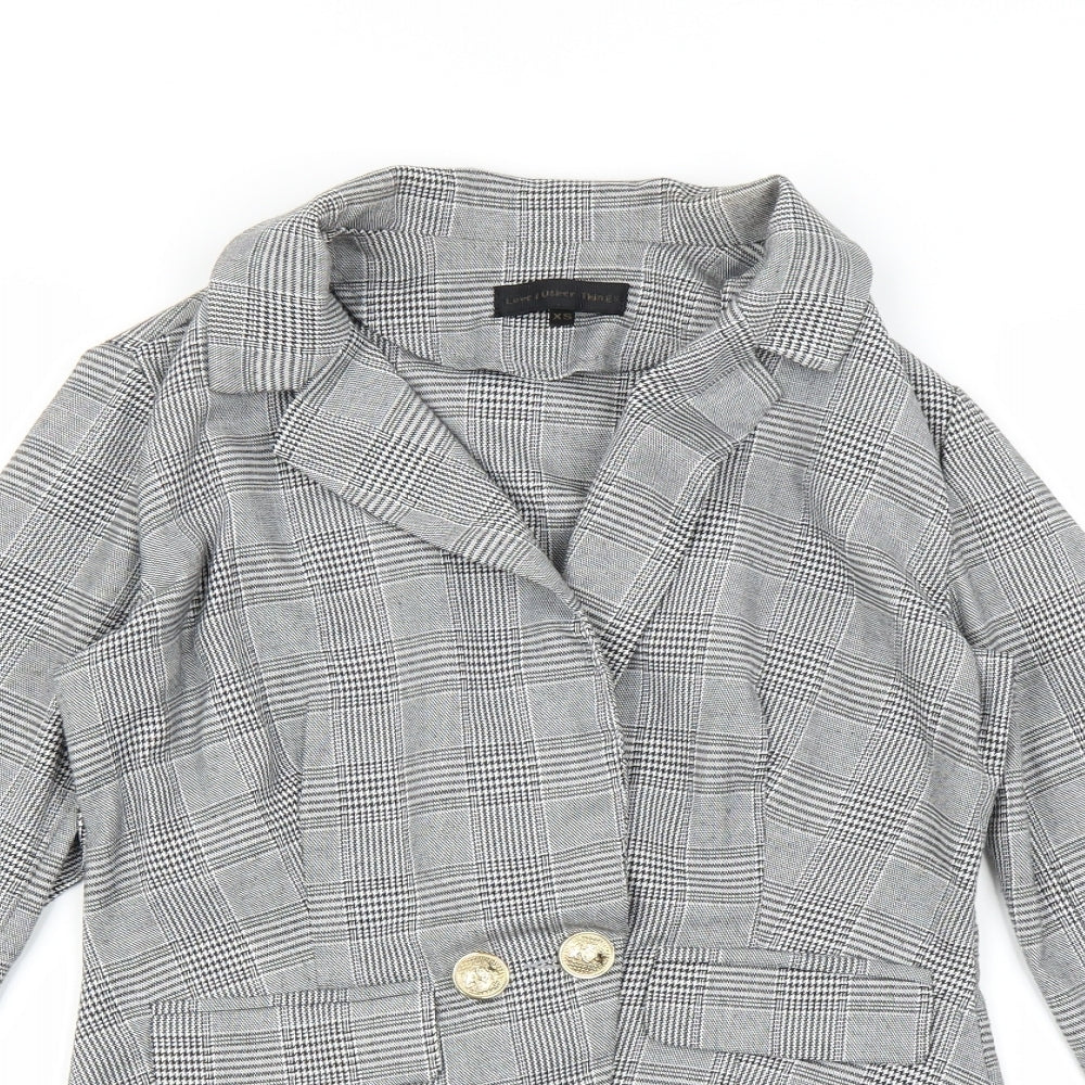 Love & Other things Womens Black Houndstooth  Jacket Blazer Size XS