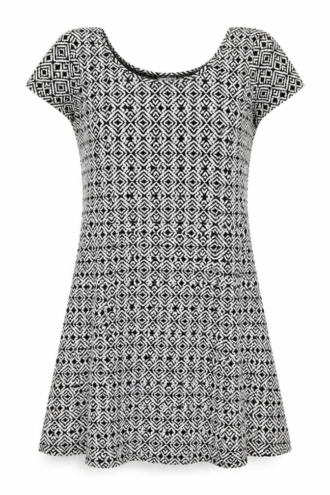 Peacocks Womens Black Geometric Jersey Skater Dress  Size 10