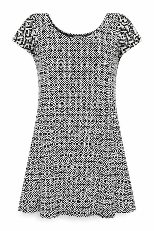 Peacocks Womens Black Geometric Jersey Skater Dress  Size 10