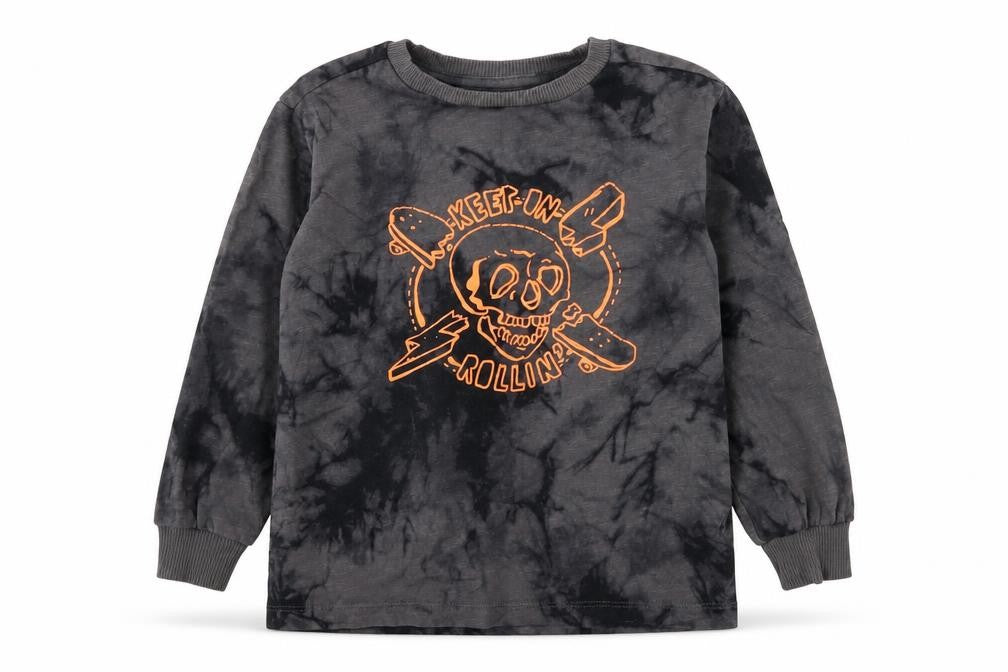 Next Boys Green  Jersey Pullover Sweatshirt Size 5 Years  - Tie Dye Skull