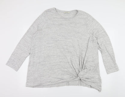 Additional front view of George women’s grey jersey pullover sweatshirt, size 2XL, - knot detail