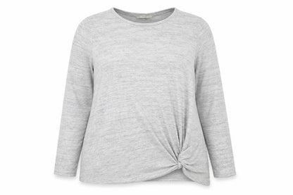 Front view of George women’s grey jersey pullover sweatshirt, size 2XL, - knot detail