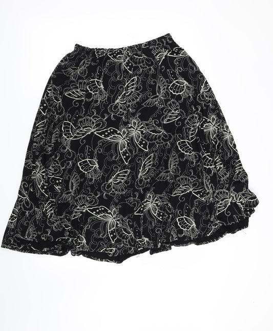 Preworn Womens Black   A-Line Skirt Size 36 in  - Butterflies