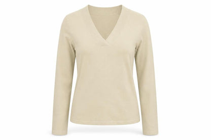 Front view of Etam women’s beige jumper, size UK 14