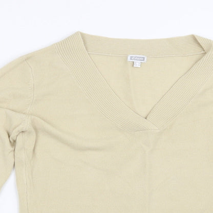 Close-up detail of Etam women’s beige jumper, size UK 14