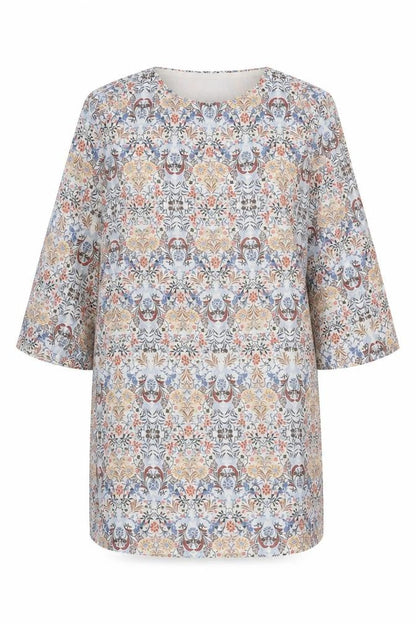 Front view of Atmosphere women’s white paisley shift, size UK 8