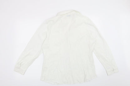 Back view of Dorothy Perkins women’s white basic button-up, size UK 18