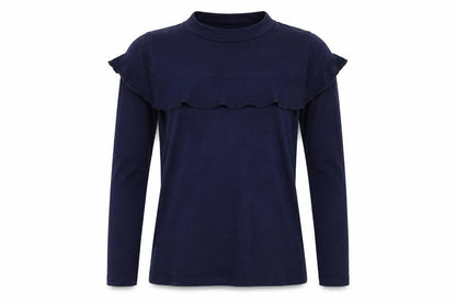 Front view of Candy Couture girls’ blue basic t-shirt, size 14, years