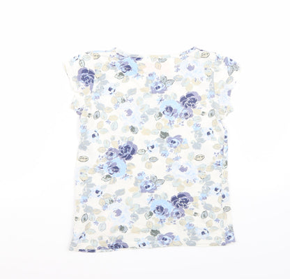 Back view of Next girls’ white floral basic t-shirt, size 7, years
