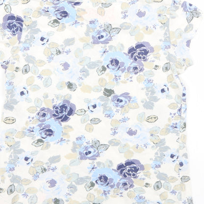 Brand and care label for Next girls’ white floral basic t-shirt, size 7, years