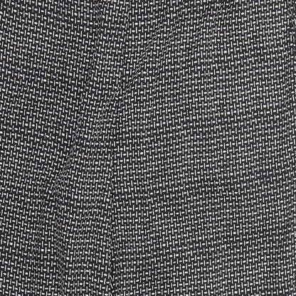 Close-up detail of H&M women’s black trousers, size UK 10, 28-inch leg