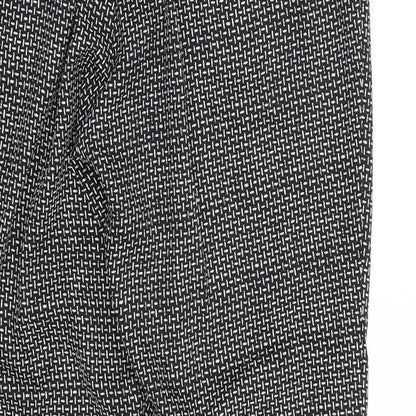 Brand and care label for H&M women’s black trousers, size UK 10, 28-inch leg