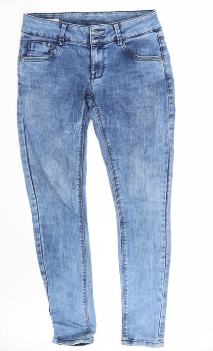 Additional front view of Clockhouse women’s blue straight jeans, size UK 38, 29-inch leg