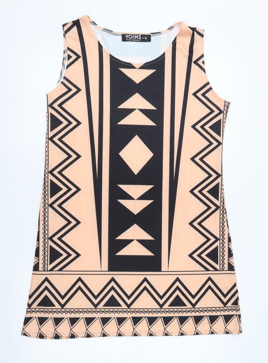 Yoins Womens Pink Geometric  Shift  Size XL