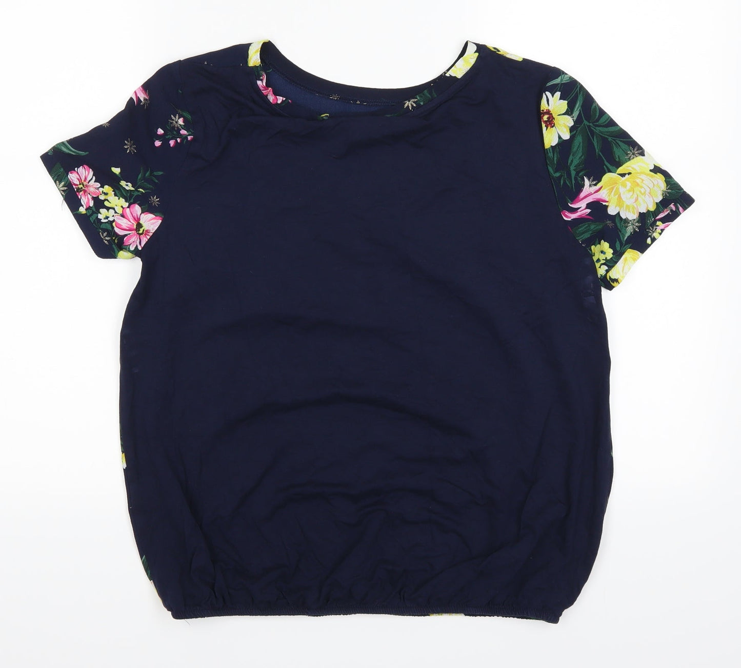 Ppaya Womens Blue Floral  Basic T-Shirt Size 10