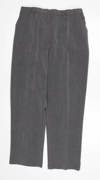 Additional front view of Preworn women’s grey trousers, size UK 34, in, 29-inch leg