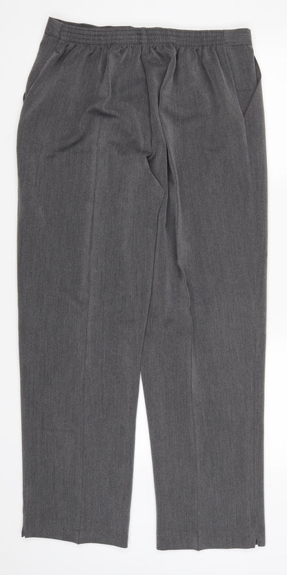 Back view of Preworn women’s grey trousers, size UK 34, in, 29-inch leg