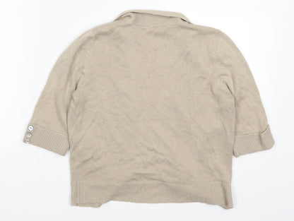Back view of BHS women’s beige cardigan jumper, size UK 10