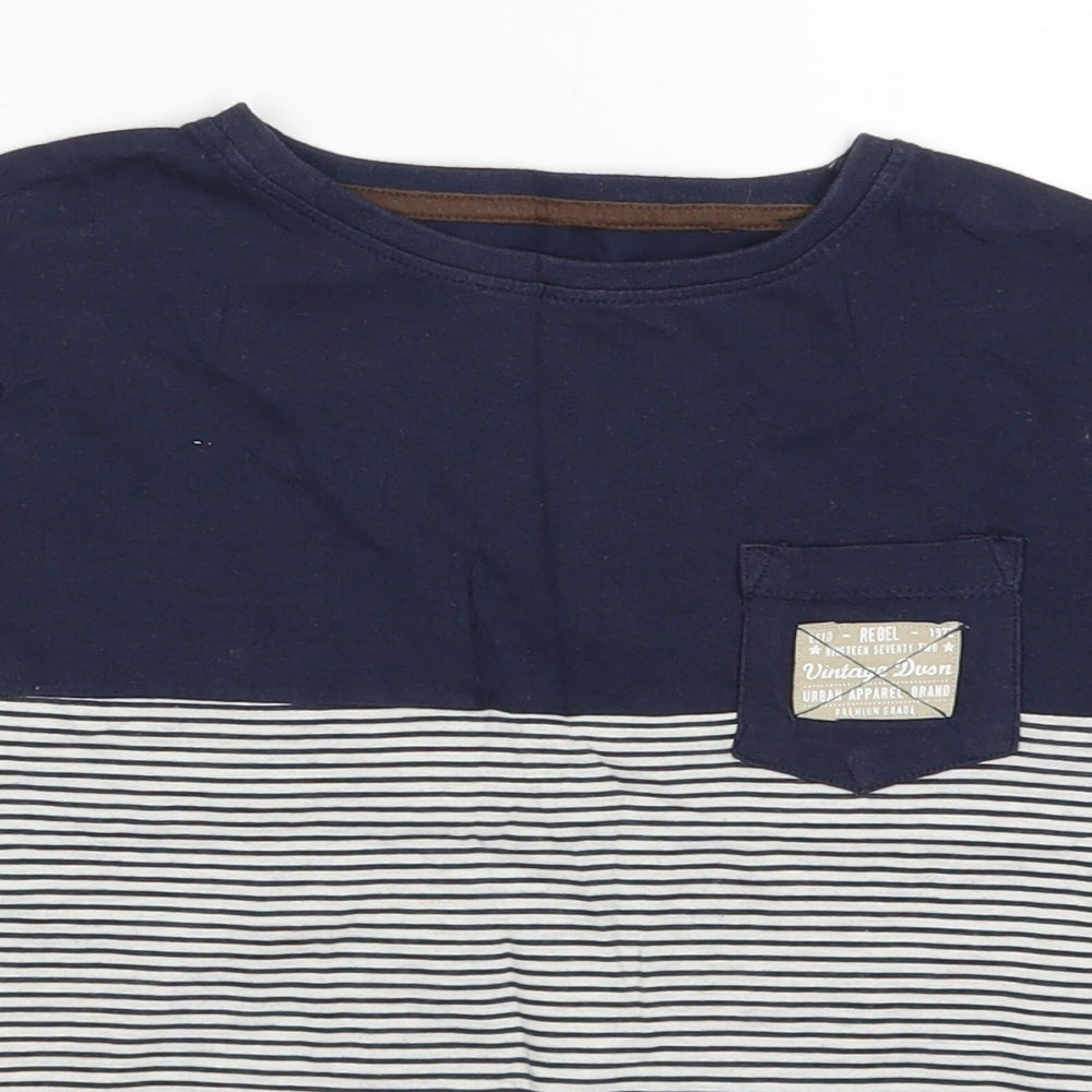 Primark Boys Blue Striped  Basic T-Shirt Size 6-7 Years