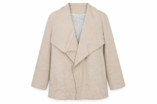 Front view of Divided women’s beige jacket, size UK 10