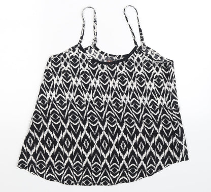 Additional front view of QED London women’s black geometric basic tank, size UK 10