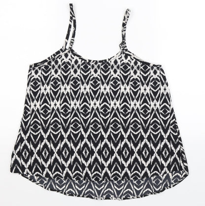 Back view of QED London women’s black geometric basic tank, size UK 10