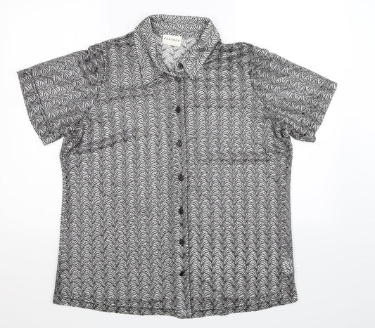 essence Womens Grey  Knit Basic Button-Up Size 16
